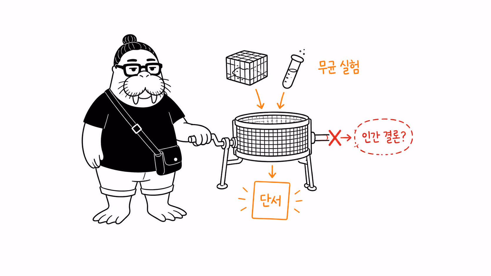 무균 동물 실험에서 단서만 걸러내고 인간 결론은 막는 체
