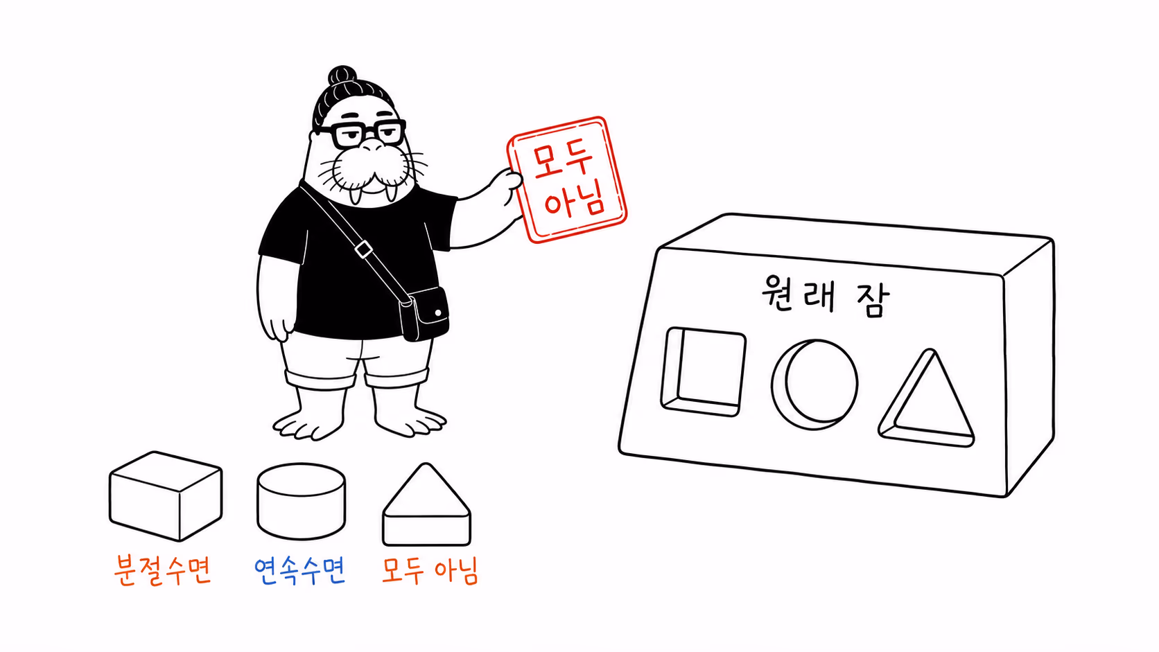 하나의 수면 도식을 여러 생활 조건과 비교하는 장면