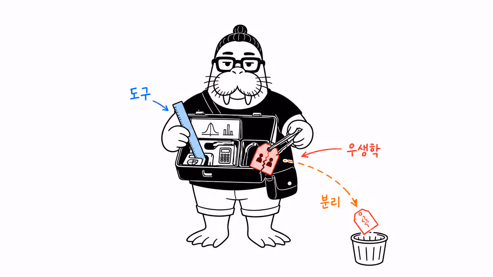통계 도구함에서 우생학 꼬리표만 분리해 버리는 장면