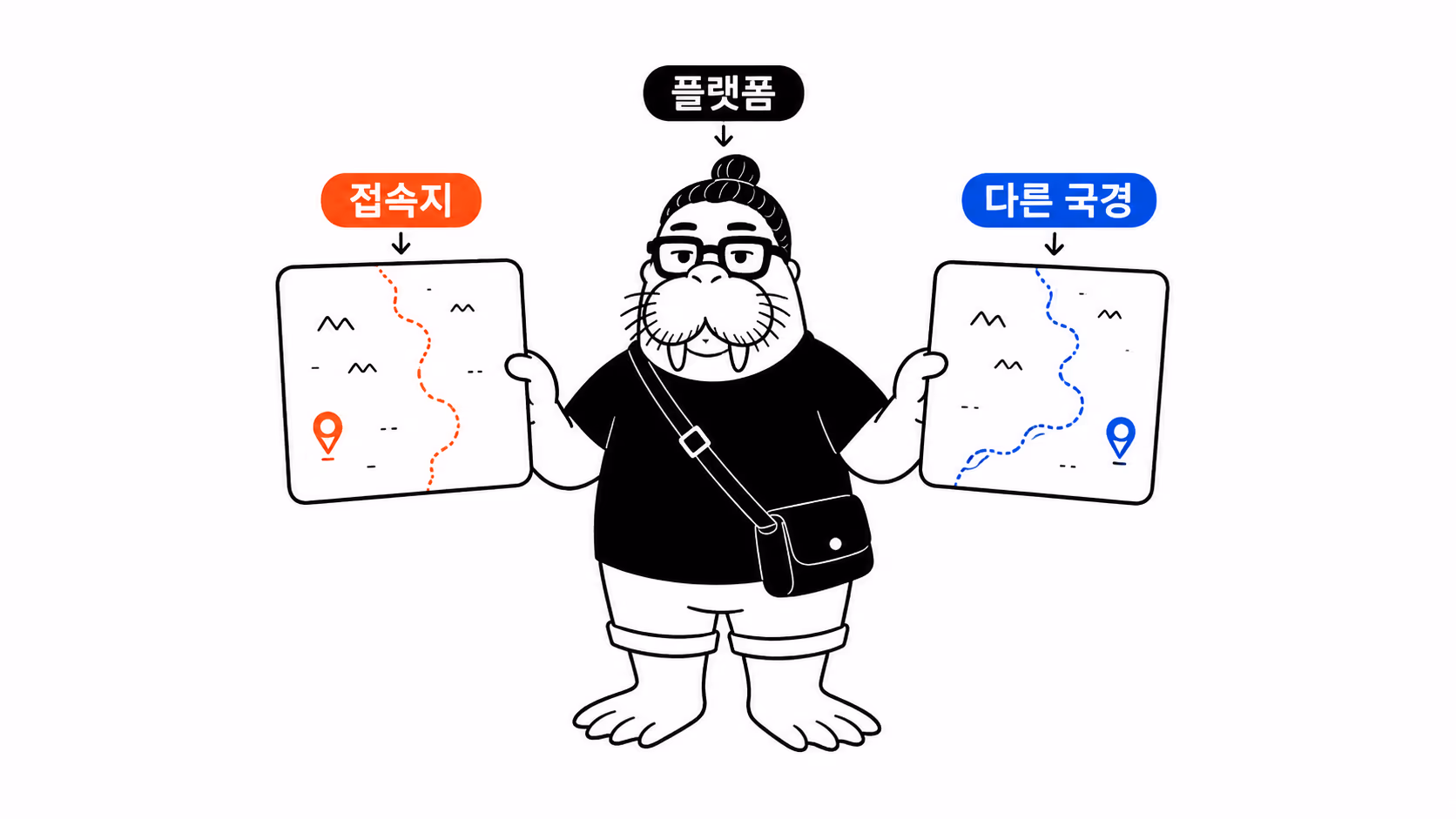 플랫폼과 접속지에 따라 같은 국경이 다르게 보이는 두 지도