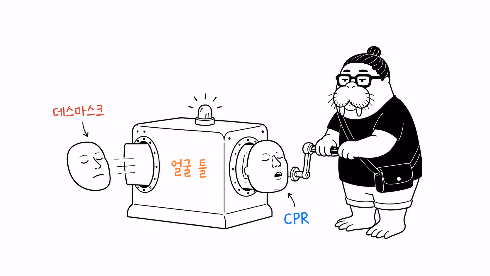 데스마스크가 여러 기억 매체로 다시 쓰이는 장면