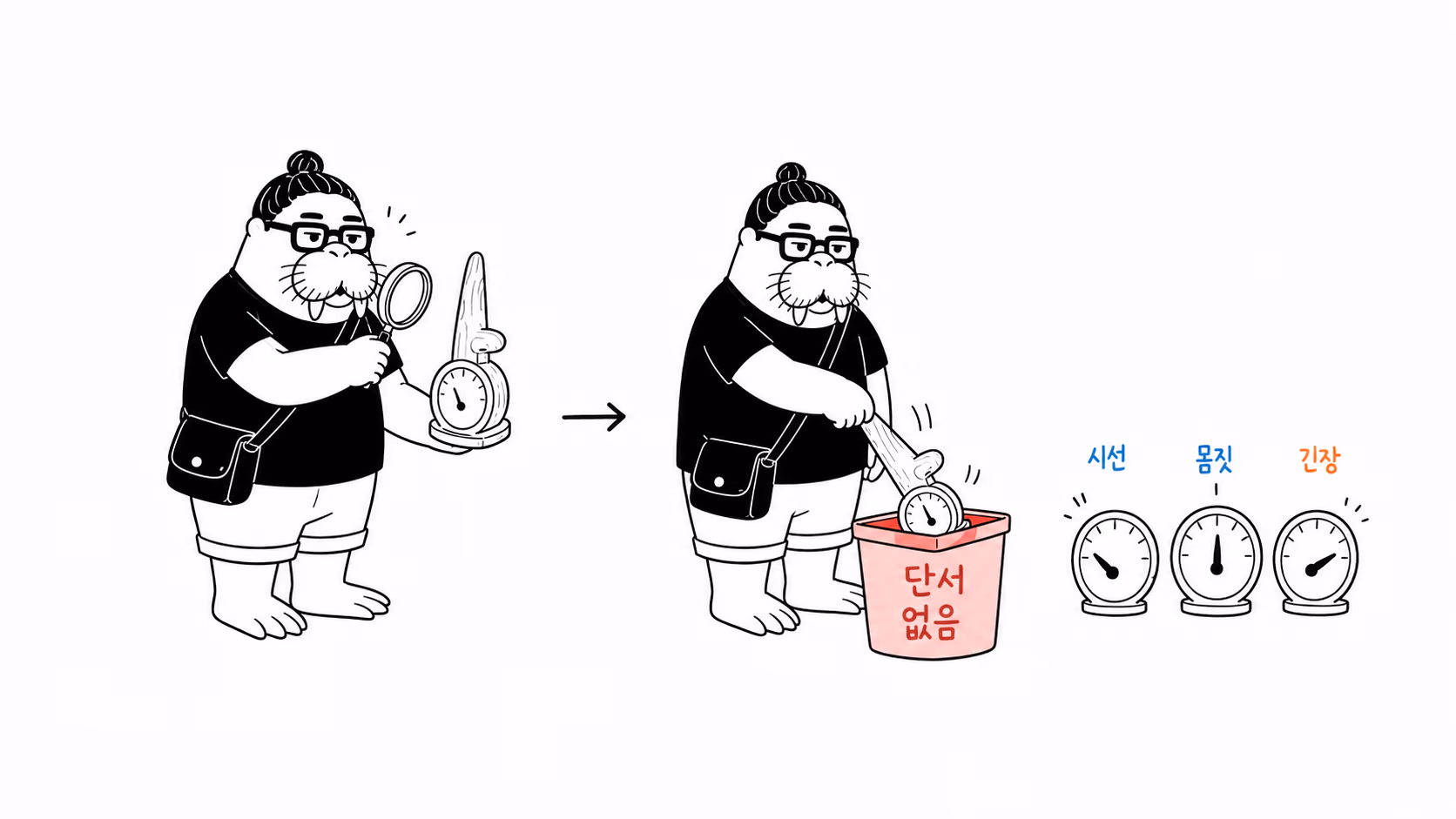 거짓말을 알려 주는 단일 신호에 취소선을 긋는 장면