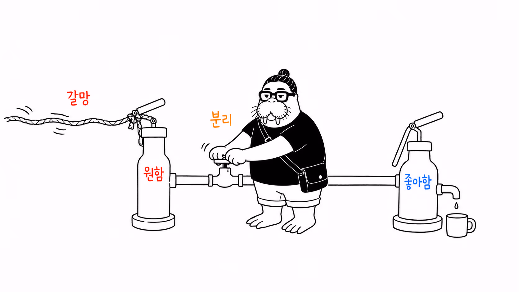 원함과 좋아함을 서로 다른 계기로 나누는 장면