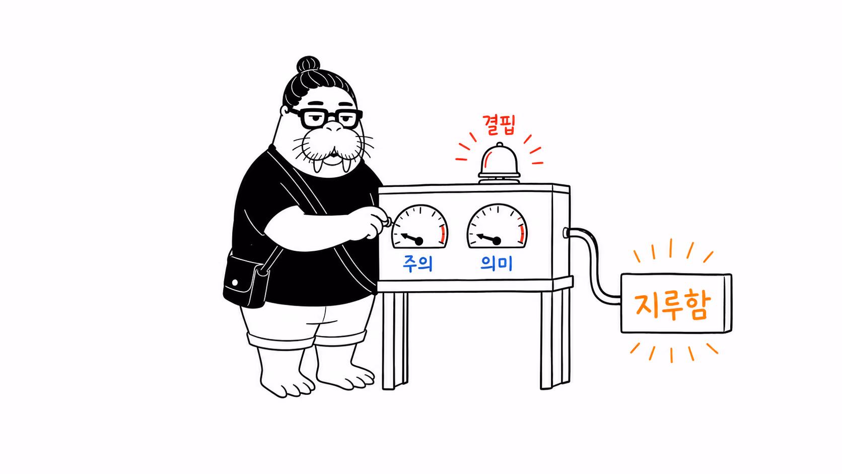 의미와 자극이라는 두 결핍을 점검하는 장면