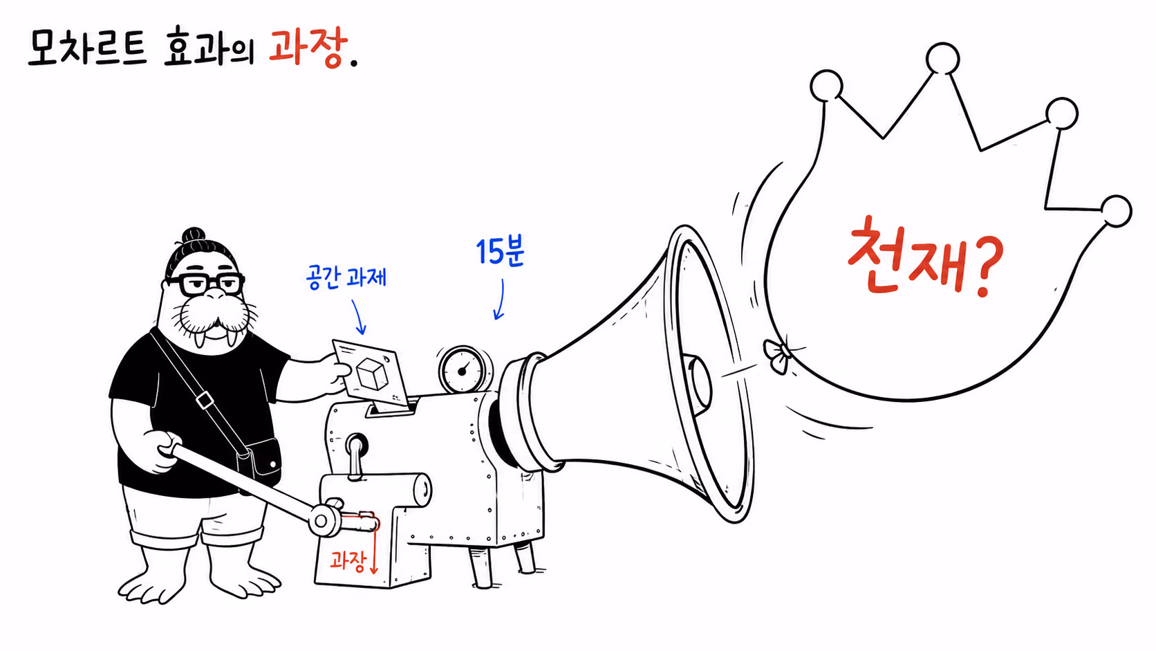 모차르트 효과의 과장된 광고를 걷어내는 장면